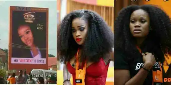 #BBNaija: Cee-C’s Fans Erect Massive Billboard On The Street For Campaign (Photo)